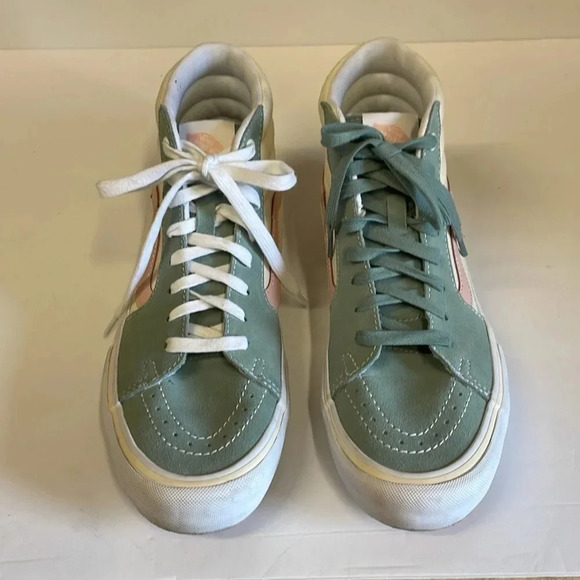 Vans Off The Wall Atlas 2 Green Pink Beige High Top Skateboard Athletic Shoes main image 4